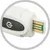 Clé USB blanche avec bouton noir affichant un symbole marche/arrêt visible sur le côté. Connecteur USB doré apparent.