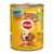 Pedigree cibo umido in paté con 3 tipi di pollame, 51% carne, senza additivi artificiali, sviluppato con veterinari. Lattina con design giallo e logo Pedigree rosso.