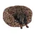 Dog in a leopard print pet bed made of soft fabric. Product shows the bed’s design and comfort.