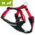 Harnais pour chien Neewa, taille M, en tissu noir et sangles rouges avec boucle métallique et attaches en plastique visibles.