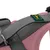 Detailaufnahme eines rosa und grauen Hundegeschirrs mit Hunter-Logo, gepolstertem Material und Metallring.