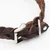 Gevlochten bruine leren halsband met zilverkleurige gesp en metalen ring, geschikt voor huisdieren.