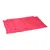 Alfombrilla roja repelente al agua con diseño de gotas, forma rectangular y varias capas plegadas.