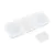 Filtre rectangulaire blanc en tissu non tissé avec compartiments visibles, accompagné d’un petit tampon filtrant blanc séparé. Aucun texte ou marque visible.