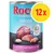 Rocco Junior, 12 x 400 g, tacchino con cuori di vitello e riso. Testo visibile: Supports healthy growth, calcium. Immagine di carne e riso sulla confezione.