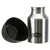 Trixie stainless steel drinking bottle with removable black lid that can be used as a drinking bowl.
