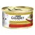 Blik Purina Gourmet Gold Raffiniertes Ragout mit Rind kattenvoer, afbeelding van witte kat en portie vlees op bord zichtbaar op het etiket. Blik Purina Gourmet Gold Raffiniertes Ragout mit Rind kattenvoer, afbeelding van witte kat en portie vlees op bord zichtbaar op het etiket.