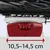 Largeur indiquée sous un porte-bagages de vélo avec flèche rouge et texte : 10,5–14,5 cm