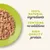 Tekst na engleskom: 100% natural ingredients, contains no additives, high quality protein. Prikaz hrane na zelenom tanjuru.