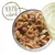 Otevřená konzerva s masem a zeleninou, viditelný nápis '100% natural' na obrázku.