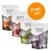 Fire poser Wolf of Wilderness Wild Bites hundesnacks med forskellige varianter. Tekst på orange cirkel: Prøv nu! Synlig tekst: Grain Free Snack, Wild Bites. Fire poser Wolf of Wilderness Wild Bites hundesnacks med forskellige varianter. Tekst på orange cirkel: Prøv nu! Synlig tekst: Grain Free Snack, Wild Bites.