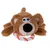 Giocattolo di peluche marrone a forma di orso con anello di corda arancione e bianco come maniglia.