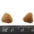 Two triangular brown kibble pieces shown above a black ruler with millimetre and centimetre markings, each piece about 1.5 cm wide.