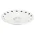 White feeding bowl with black paw pattern and a drawing of a sitting cat in the centre.