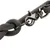 Close-up of a grey braided dog lead with metal carabiner hook.