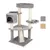 Cat tree with grey fabric cover, cave, lying surfaces and sisal posts. Colour options: grey and beige.