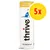 thrive 0% Nonsense kissanherkut, 100% real chicken treat. Pakkauskuva, keltainen ympyrä tekstillä '5x' osoittaa viiden kappaleen erän.