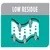 Текст на английски: LOW RESIDUE, с илюстрация на вълнообразна бяла лента със стрелки и точки върху зелен фон.