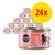24 burkar Cosma Asia Chicken with Tuna in Jelly, synlig text: multi protein, pure meat & fish. Rosa etikett med siluett av katt, kyckling- och fiskikon. 24 burkar Cosma Asia Chicken with Tuna in Jelly, synlig text: multi protein, pure meat & fish. Rosa etikett med siluett av katt, kyckling- och fiskikon.