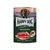 Happy Dog Sensible Pure Montana konzerv, Pferd Pur Horse Pure felirattal, kutya képe, Made in Germany szöveg, lóhúsdarabok illusztrációja a csomagoláson