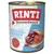 RINTI Kennerfleisch mit Geflügelherzen, getreidefrei. Afbeelding van vlees en organen op het etiket. Rood zegel: Echt seit 1983 Original.