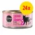 Cosma Pure Love asia kattemad, Chicken with Shrimps in Jelly, multi protein, pure meat & seafood. 24x dåser vist på gul cirkel.
