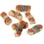 Six rolled chew treats wrapped with a strip of dried skin, shown on a white background.