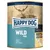 Lata de comida para perros Happy Dog Wild Pur. Texto visible: Made in Germany, Supreme Sensible, 100% tierisches Protein, Game Gibier Selvaggina.