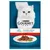 Pachet hrană umedă pentru pisici Purina Gourmet Perle, text vizibil: Erlesene Streifen, Les Aiguillettes, mit Rind au boeuf, imagine felii de carne în sos pe farfurie.