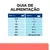 Guia de alimentação para cães: peso 2,5 kg – ¾ lata/dia; 5 kg – 1¼; 10 kg – 2; 20 kg – 3¼; 30 kg – 4½; 40 kg – 5½; mais de 50 kg – 40 g por kg.
