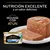 Purina Pro Plan Senior Longevis mousse con atún. Nutrición excelente y un sabor delicioso. Imagen de la lata y el producto servido en plato.