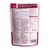 Back of pet food pouch showing ingredients, feeding guide for adult dogs by weight, daily suggested feeding amounts, storage instructions, and nutritional information.