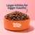 Bowl of kibble with text stating 'Larger kibbles for bigger mouths' and the brand name Barking Heads on the bowl.