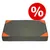 Colchón rectangular para mascotas en color gris con esquinas naranjas. Símbolo de porcentaje en círculo rojo indica oferta o descuento.