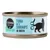 Cosma Pure Love Nature, lattina con etichetta 'Tuna with Shrimps in Broth', silhouette di gatto e simboli di pesce e gambero visibili.
