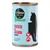 Cosma Pure Love Nature, kip en zalm in bouillon, 100% natuurlijke ingrediënten. Afbeelding van een zwarte kattensilhouet en iconen voor kip en vis.