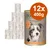 Confezione da 12 lattine DOG'S LOVE Senior/Light 10+ da 400 g, visibile scritta 'MIT ZUCCHINI & JOHANNISKRAUT', immagine di un cane sul fronte della lattina.