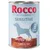 Rocco Sensitive hondenvoer, 400 g blik. Tekst: SENSITIVE, SINGLE 1 PROTEIN, Lamb & rice, Lamm & Reis, Agneau et riz. Afbeelding van lamsvlees en rijst op het etiket.