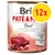 Bri Paté & Meat Beef, confezione da 12x. Testo visibile: Grain free, Soy & GMO free, Pure paté with whole pieces of organs & meat.