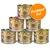 GranataPet Symphonie natvoer voor katten, varianten: Rind & Geflügel, Garnelen & Truthahn, Wild & Huhn, Lachs & Pute, Huhn pur, Kalb & Geflügel. Oranje cirkel met tekst: Probeer nu!
