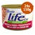 Life Cat natural, thon avec bœuf et jambon de poulet, lot de 24x150g. Texte visible en italien et anglais sur l’emballage.