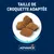 Croquettes Advance, taille de croquette adaptée indiquée. Quatre croquettes visibles sur fond blanc, texte : TAILLE DE CROQUETTE ADAPTÉE, marque Advance affichée en bas.