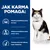 Jak karma pomaga: wspiera prawidłową pracę tarczycy, nerek i serca, pomaga utrzymać zdrową masę mięśniową. Obok siedzi kot.