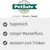 PetSafe Logo mit Slogan 'protect. teach. love.' und Eigenschaften: hygienisch, ruhiger Wasserfluss, animiert zum Trinken.