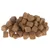 Brown, cube-shaped dry food pieces stacked. Product image without packaging.