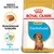 Royal Canin Puppy Dachshund hundefoder, tekst: Breed Nutrition, Skræddersyet foderpille, Støtte til immunforsvaret. Billede af foderpille og gravhundehvalp på posen.