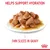 Helps support hydration. Thin slices in gravy. Plate with meat pieces in sauce. Red crown symbol bottom right.