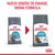 Royal Canin Care Urinary para gatos. Imagen comparativa de antiguo y nuevo diseño de envase, misma fórmula según texto visible. Incluye foto de gato y detalles del producto en ambos envases.