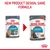 Comparison of old and new Royal Canin Urinary Care product packaging, showing updated design with the message 'New product design, same formula'.