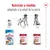 Nutrición a medida adaptada a la edad del perro: Royal Canin Puppy de 2 a 12 meses, Medium Adult de 12 meses a 7 años, Medium Ageing a partir de 7 años. Tres envases visibles.